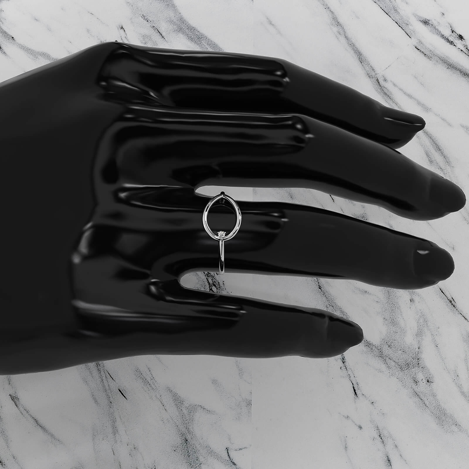 Sleek and Slim Profile Fashionable Open Round Lab Diamond Ring 0.02ctw.