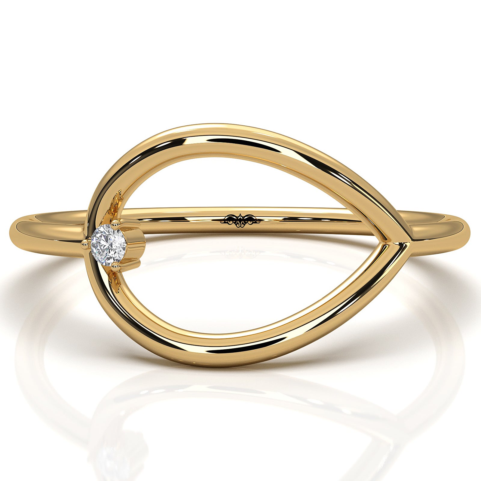 Sleek and Slim Profile Fashionable Open Round Lab Diamond Ring 0.02ctw.