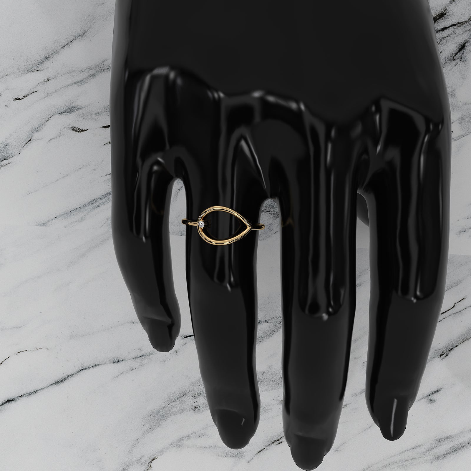 Sleek and Slim Profile Fashionable Open Round Lab Diamond Ring 0.02ctw.