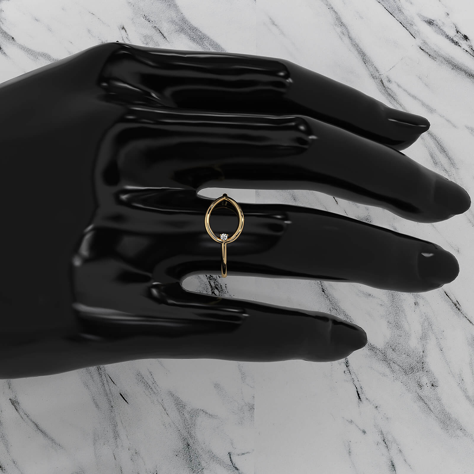 Sleek and Slim Profile Fashionable Open Round Lab Diamond Ring 0.02ctw.