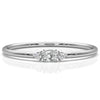 Slim Minimalist 3 Stone Prong Set Oval Lab Diamond Fashion Ring 0.061ctw.