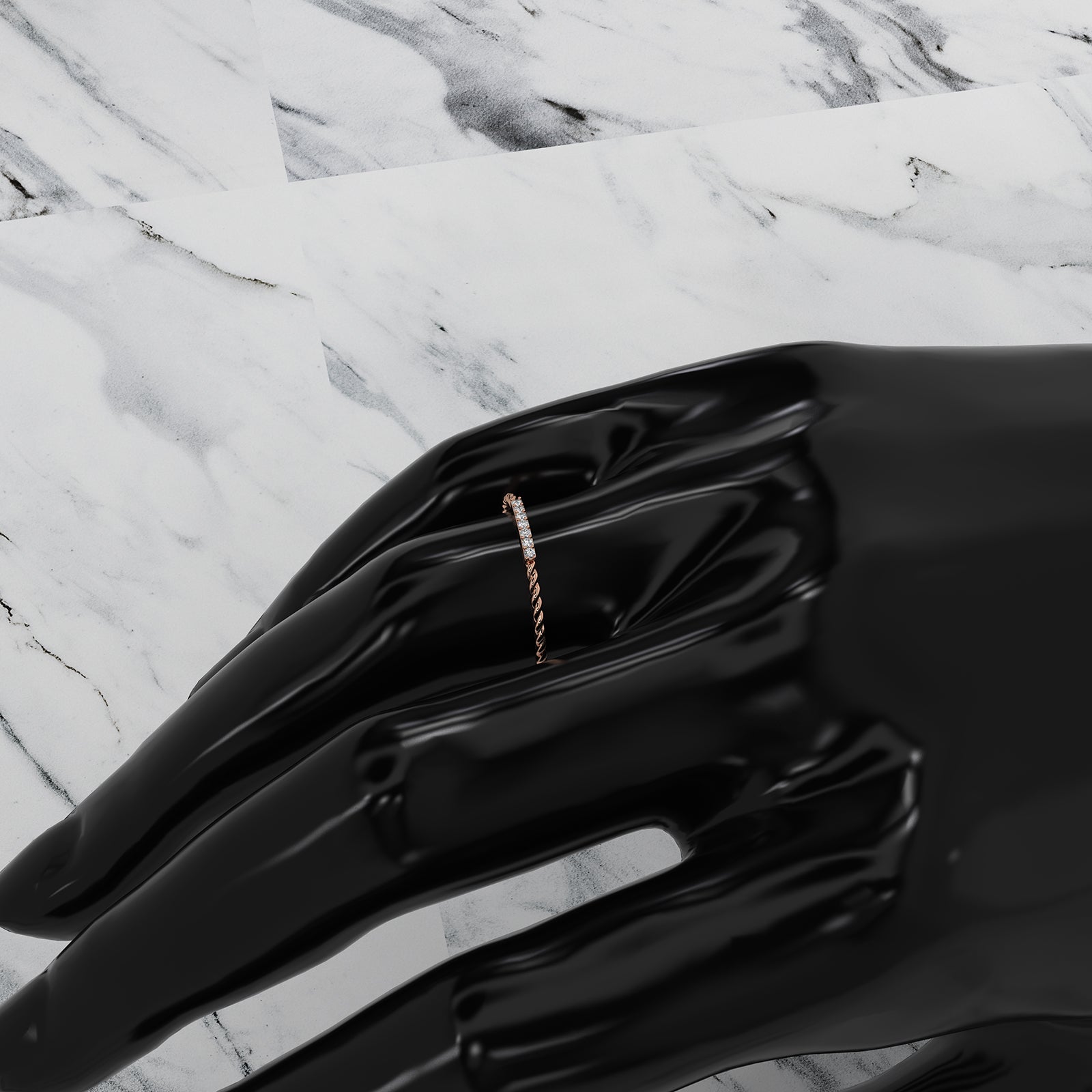 Twisted Stackable Minimalist Round Lab Diamond Bar Fashion Ring 0.03ctw.