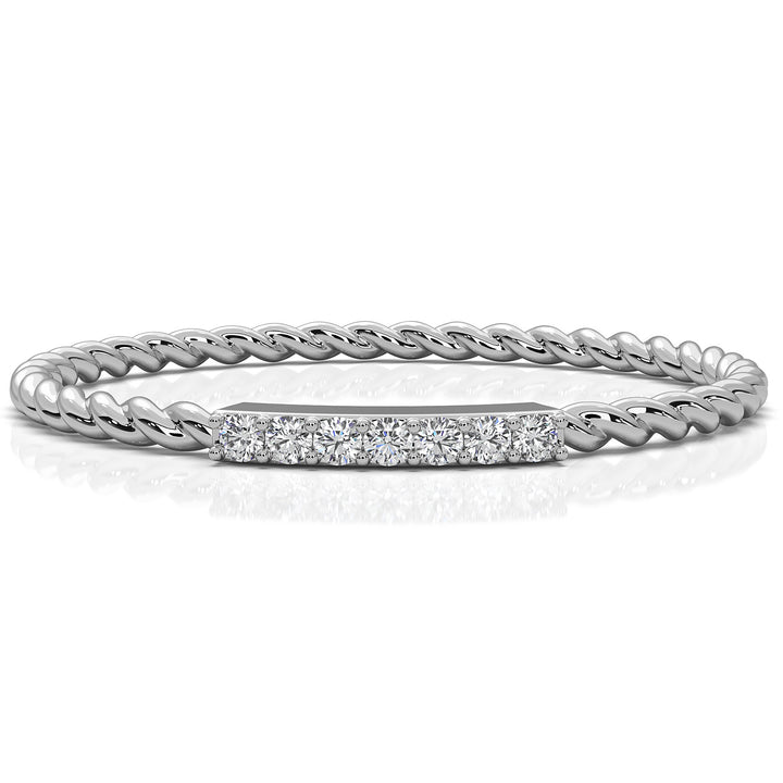 Twisted Stackable Minimalist Round Lab Diamond Bar Fashion Ring 0.03ctw.