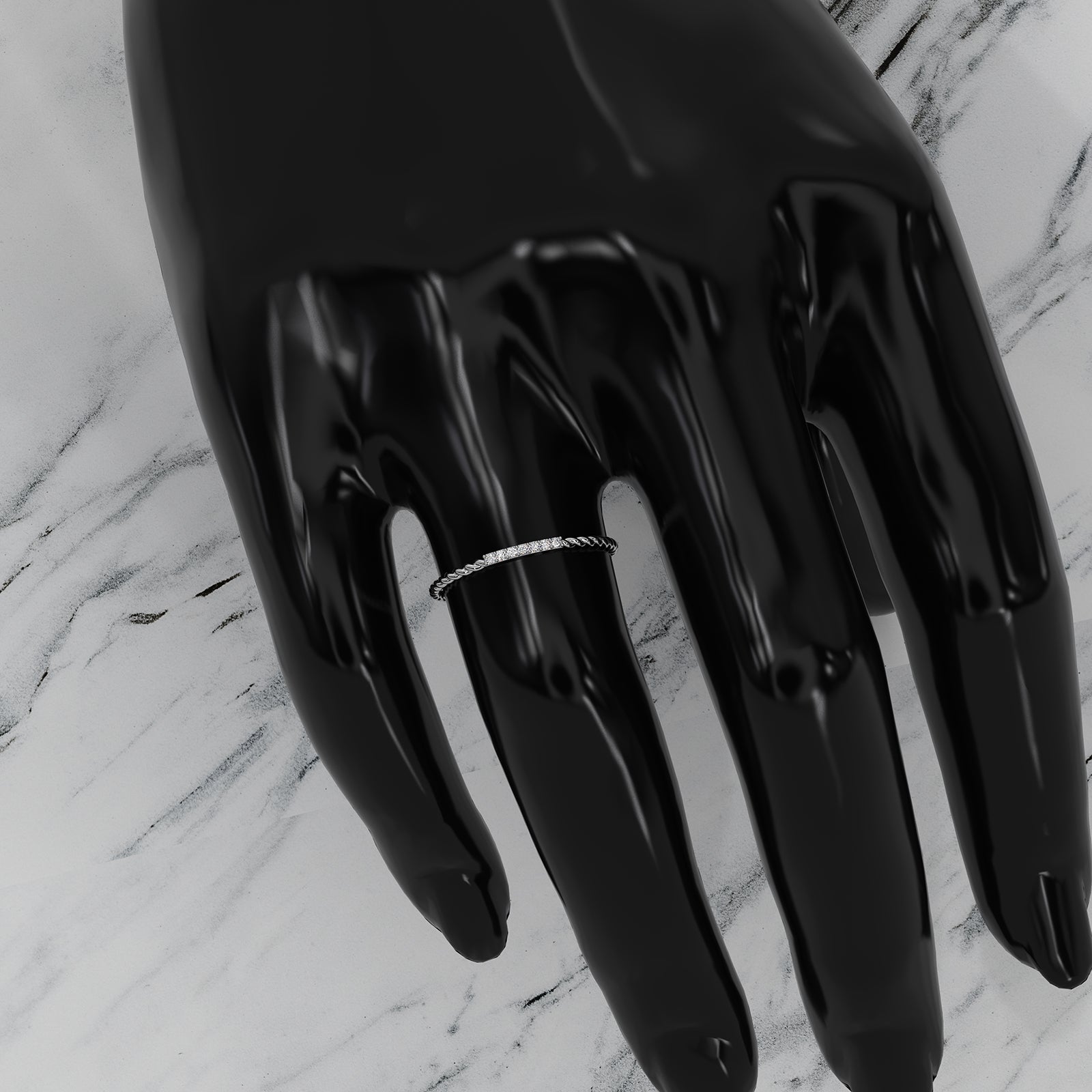 Twisted Stackable Minimalist Round Lab Diamond Bar Fashion Ring 0.03ctw.