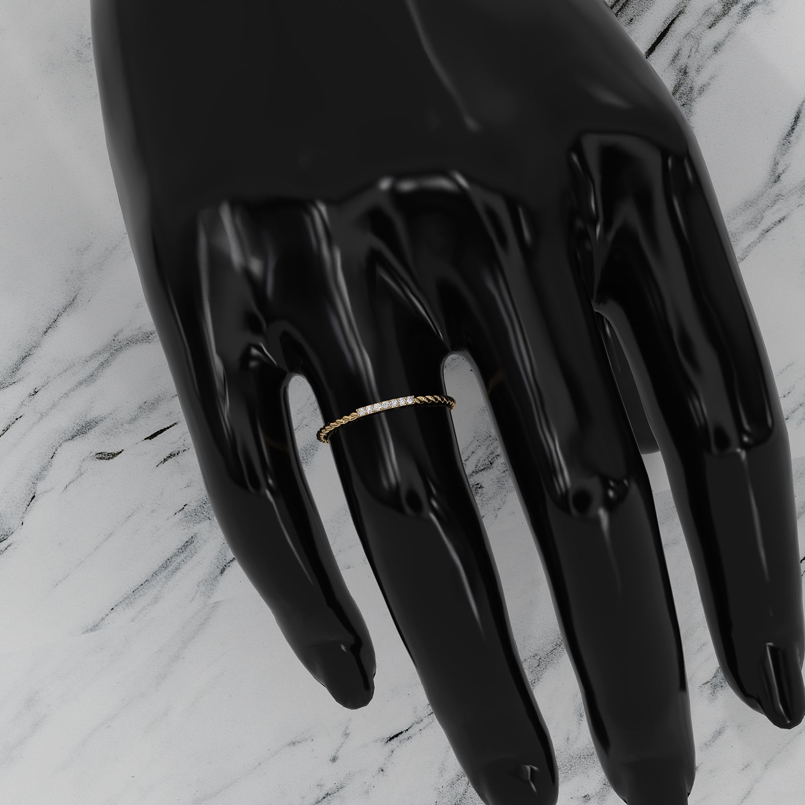 Twisted Stackable Minimalist Round Lab Diamond Bar Fashion Ring 0.03ctw.