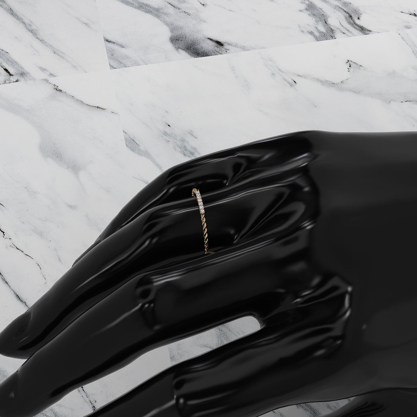 Twisted Stackable Minimalist Round Lab Diamond Bar Fashion Ring 0.03ctw.