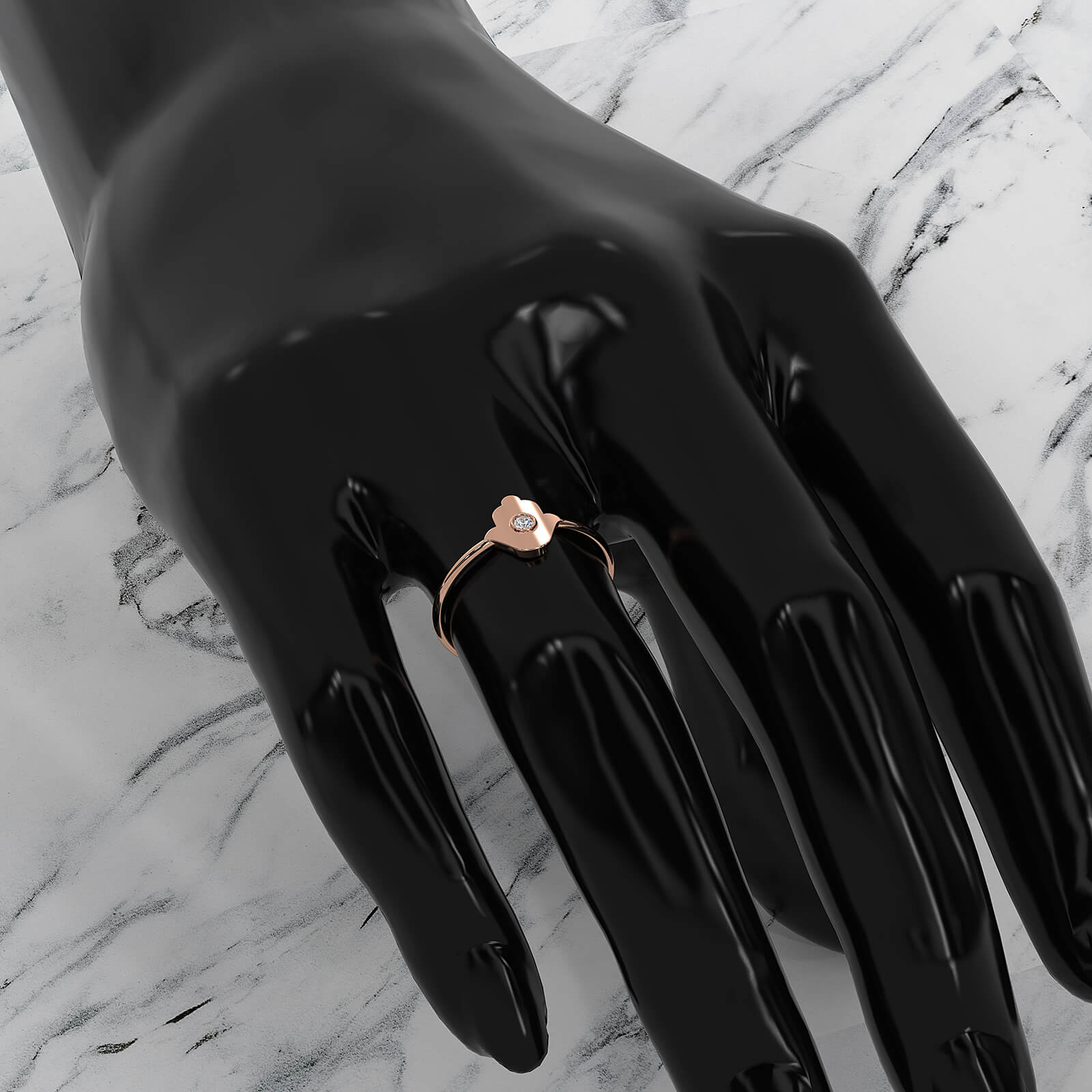 Spiritual Minimalist Hamsa Hand Bezel Set Round Lab Diamond 0.03ctw.