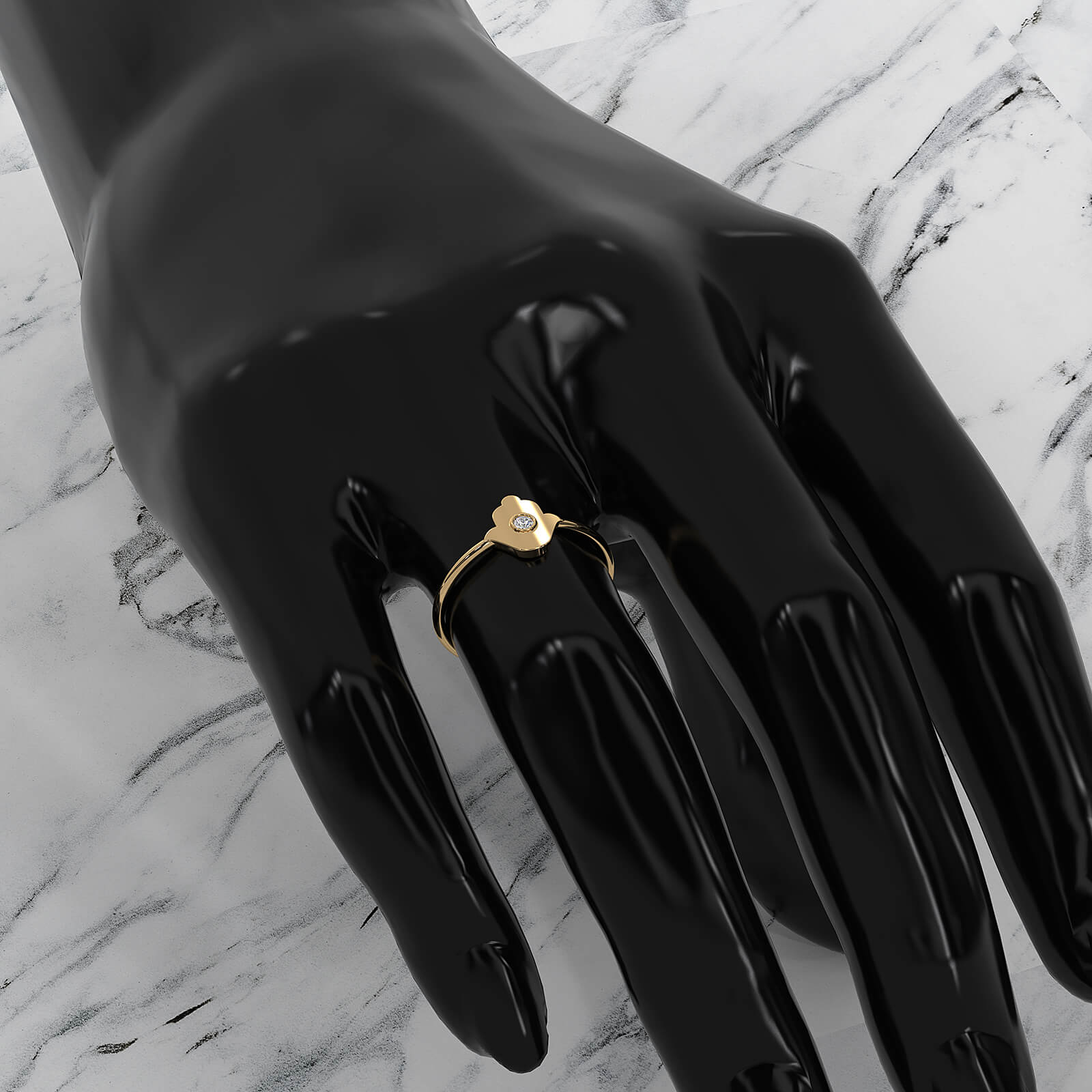 Spiritual Minimalist Hamsa Hand Bezel Set Round Lab Diamond 0.03ctw.