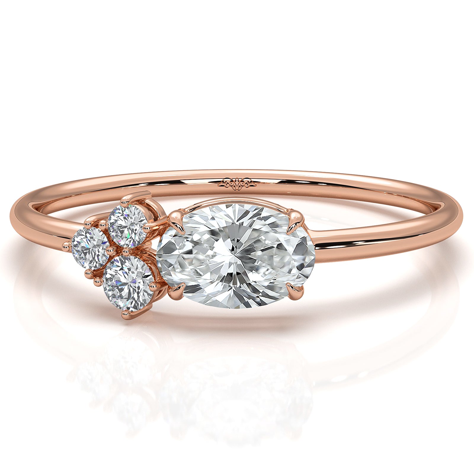 Minimalist Cluster Oval Round Lab Diamond Prong Set Fashion Ring 0.44ctw.