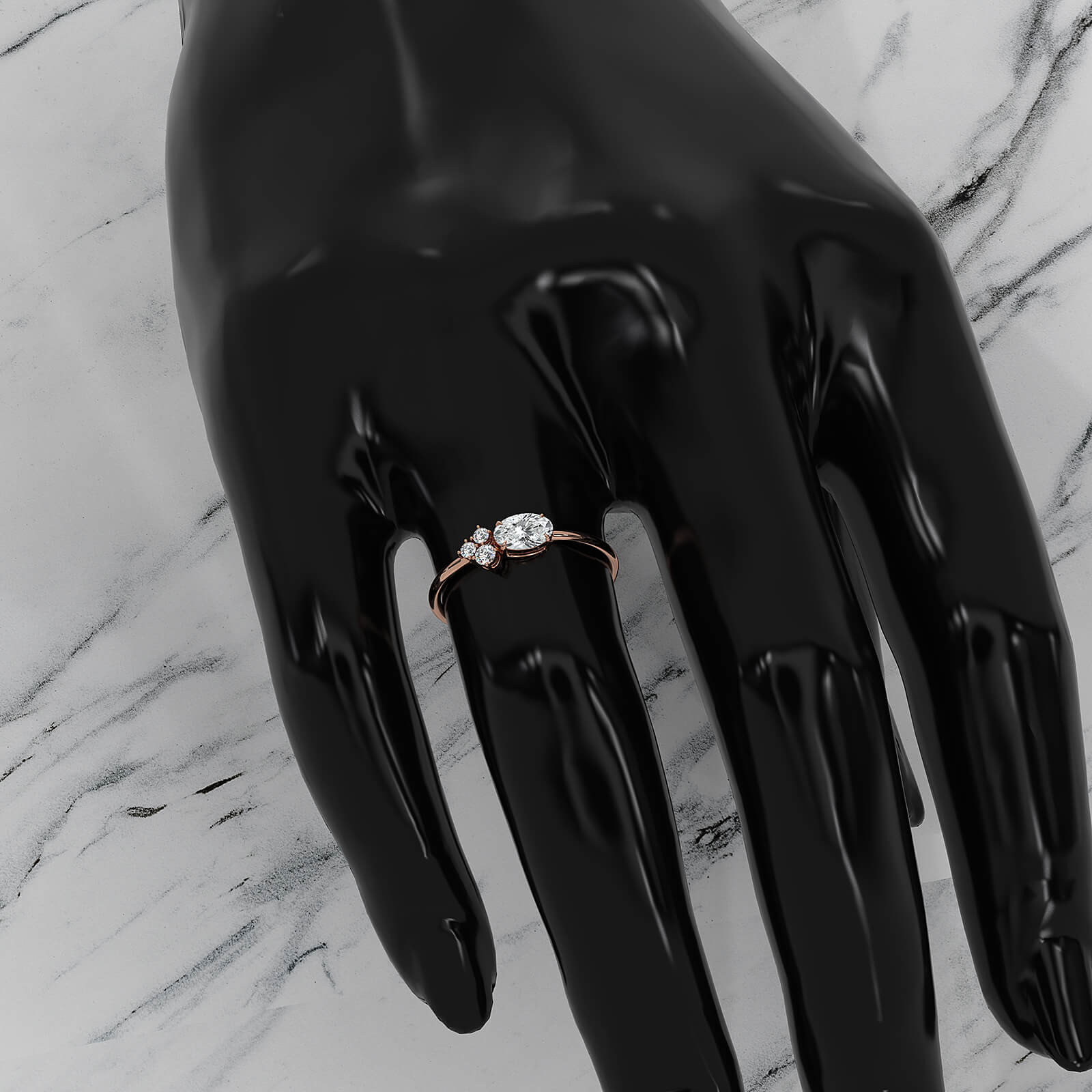 Minimalist Cluster Oval Round Lab Diamond Prong Set Fashion Ring 0.44ctw.