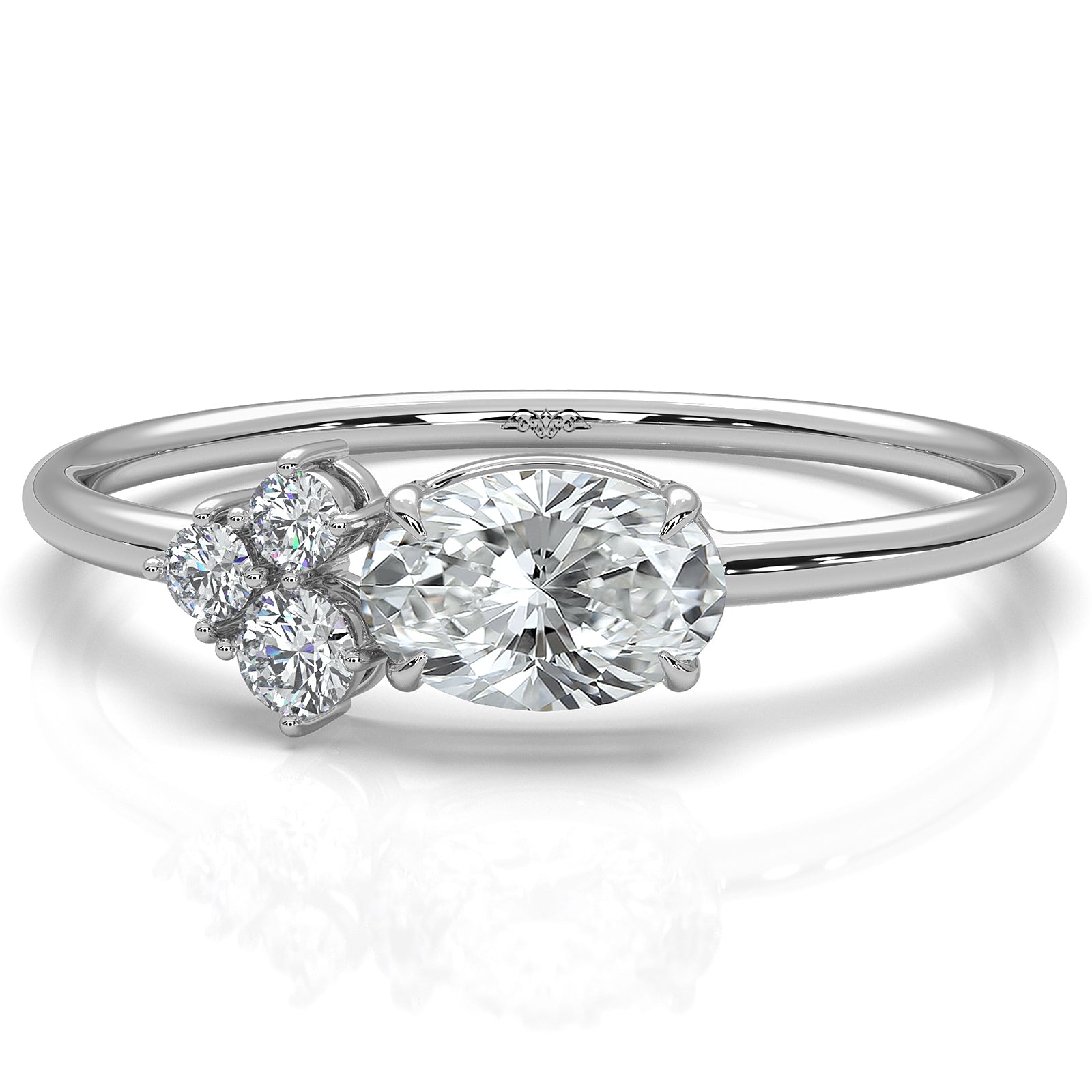 Minimalist Cluster Oval Round Lab Diamond Prong Set Fashion Ring 0.44ctw.