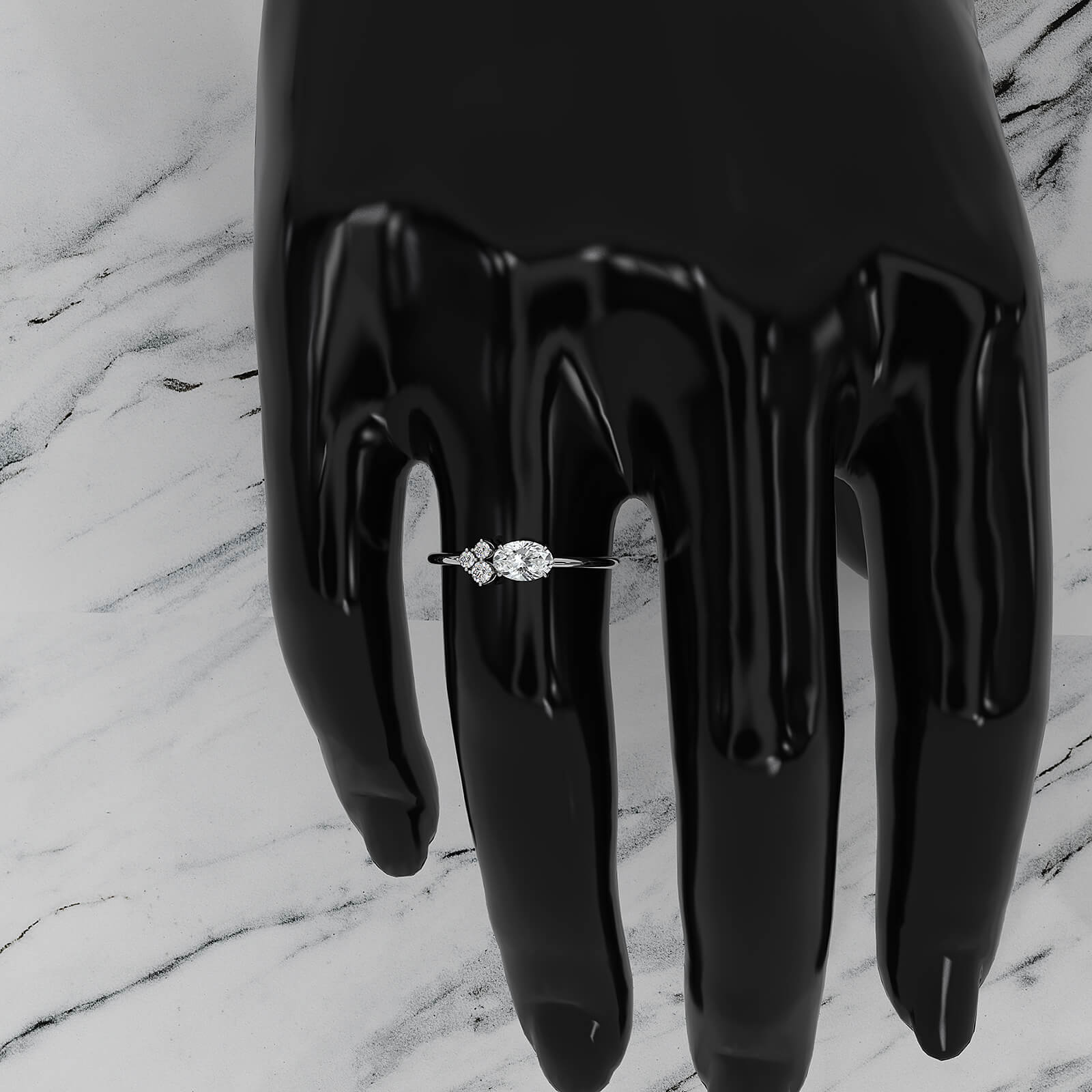 Minimalist Cluster Oval Round Lab Diamond Prong Set Fashion Ring 0.44ctw.