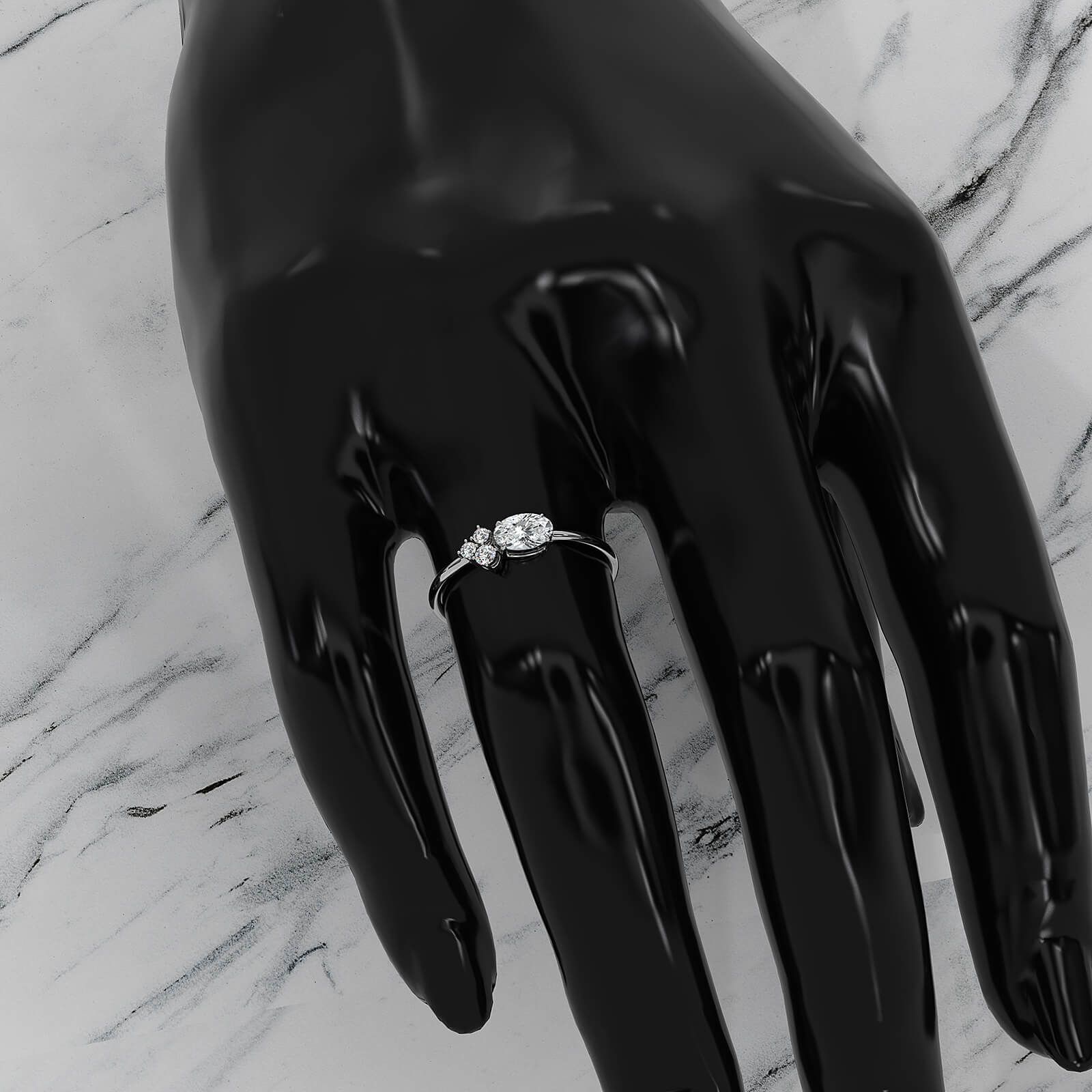 Minimalist Cluster Oval Round Lab Diamond Prong Set Fashion Ring 0.44ctw.