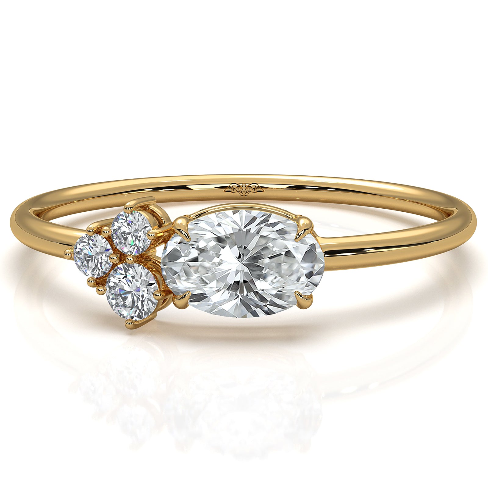 Minimalist Cluster Oval Round Lab Diamond Prong Set Fashion Ring 0.44ctw.