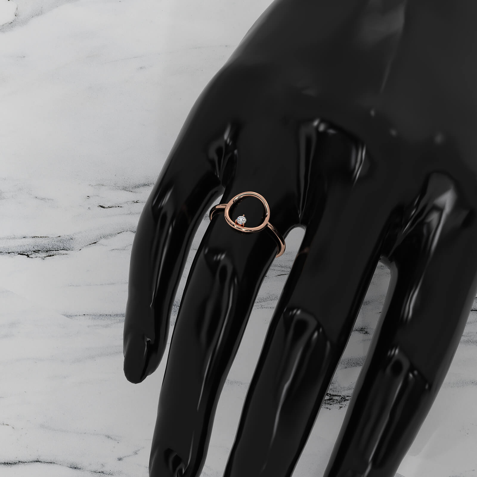 Sleek Open Circle Minimalist Round Lab Diamond Designer Ring 0.04ctw.