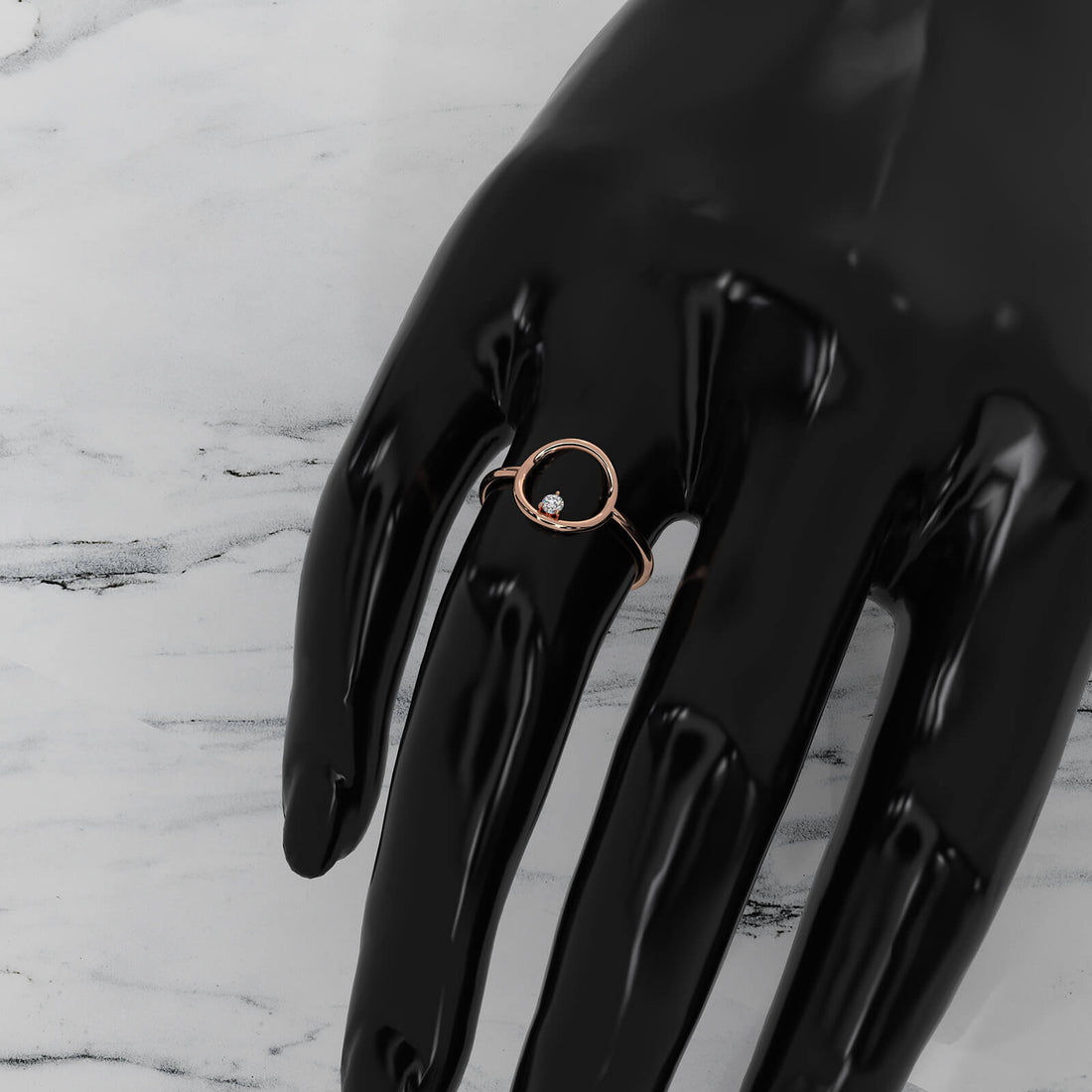 Sleek Open Circle Minimalist Round Lab Diamond Designer Ring 0.04ctw.