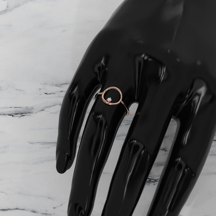 Sleek Open Circle Minimalist Round Lab Diamond Designer Ring 0.04ctw.