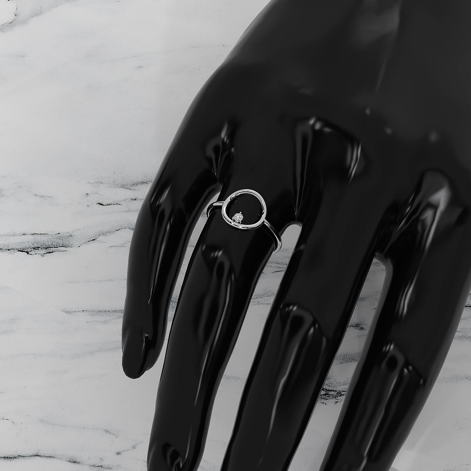 Sleek Open Circle Minimalist Round Lab Diamond Designer Ring 0.04ctw.