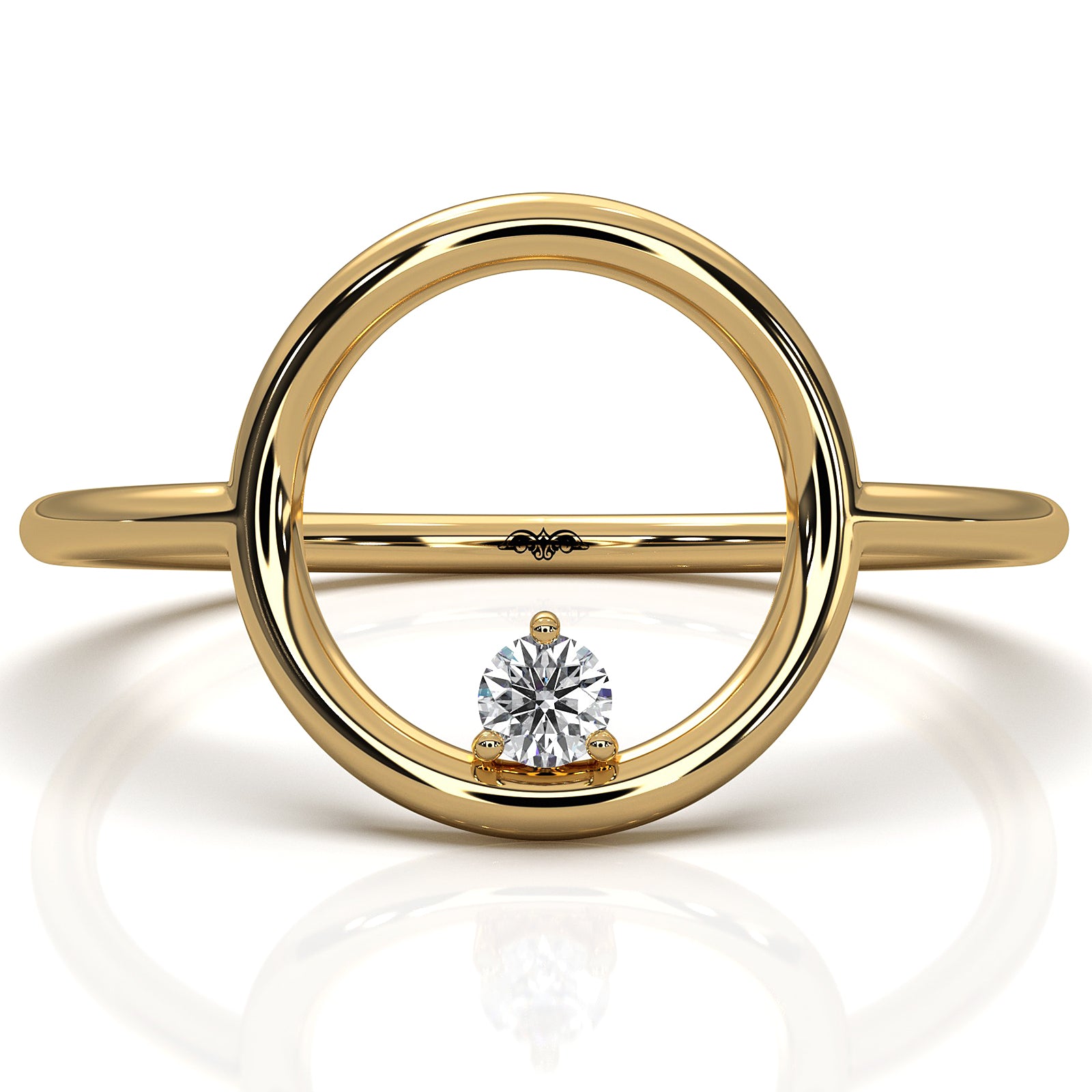 Sleek Open Circle Minimalist Round Lab Diamond Designer Ring 0.04ctw.