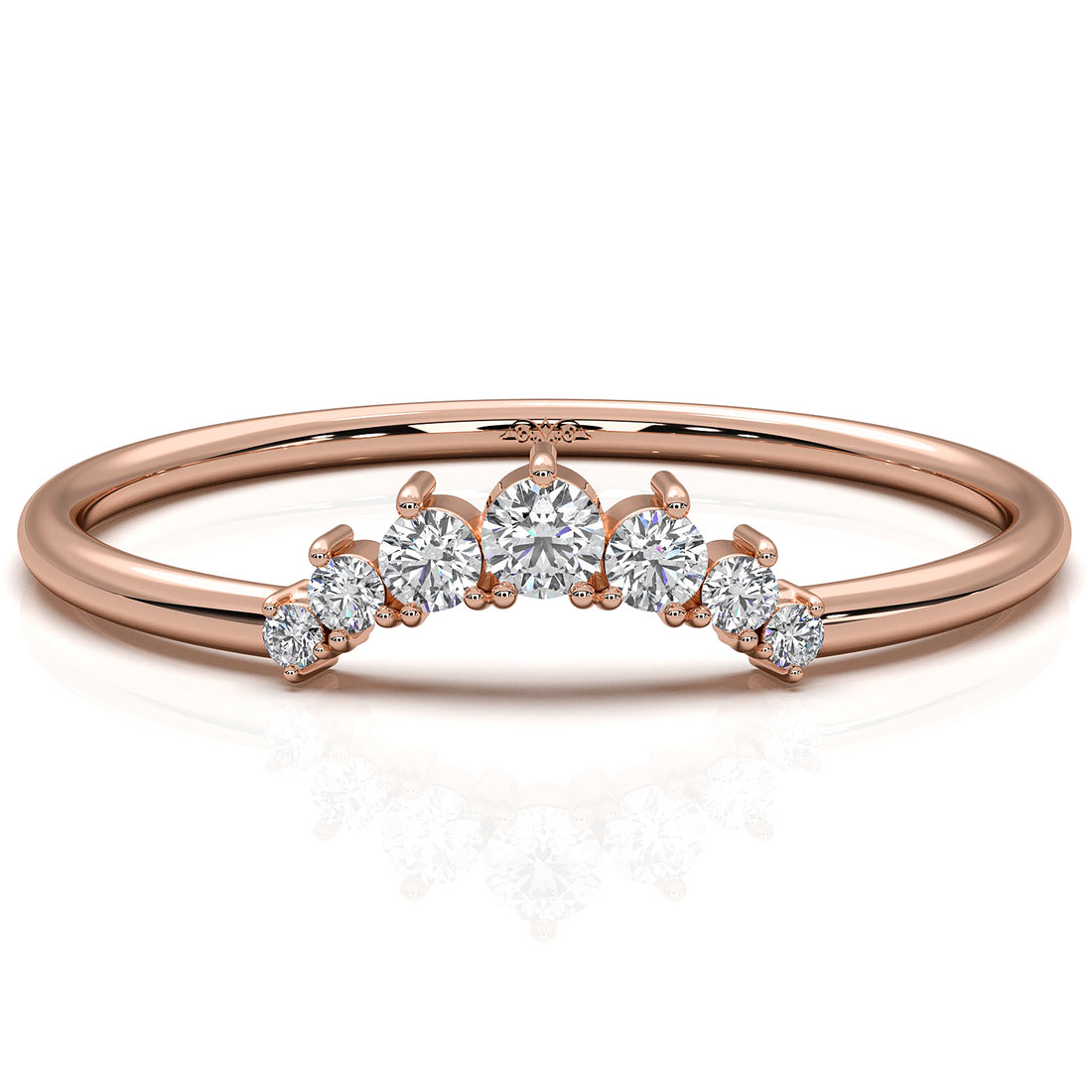 Minimalist Petite Stackable Curved Round Lab Diamond Fashion Ring 0.09ctw.
