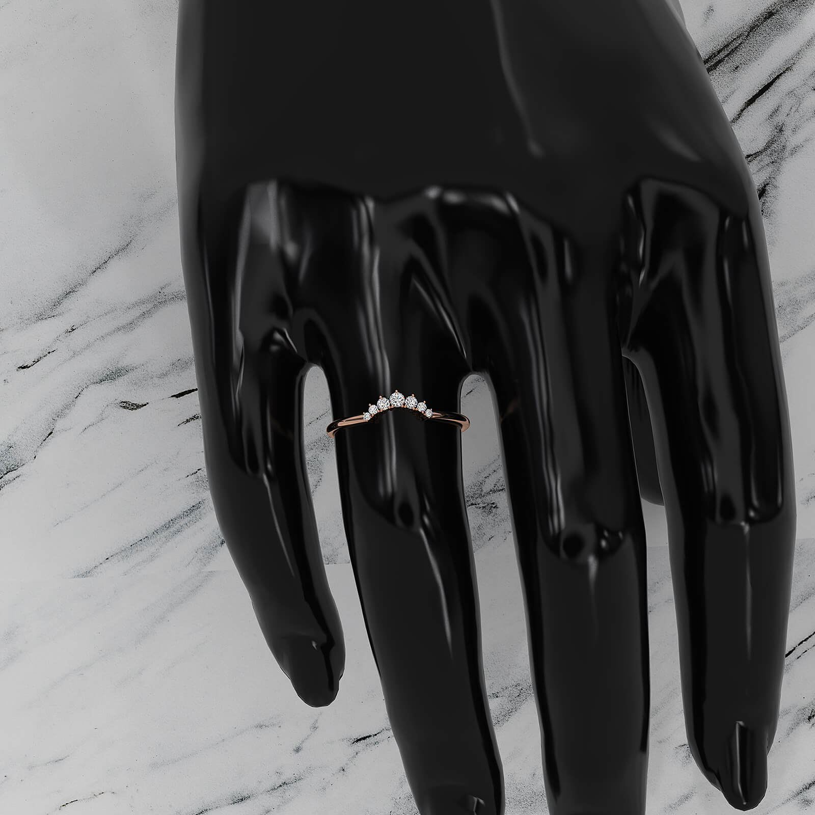 Minimalist Petite Stackable Curved Round Lab Diamond Fashion Ring 0.09ctw.