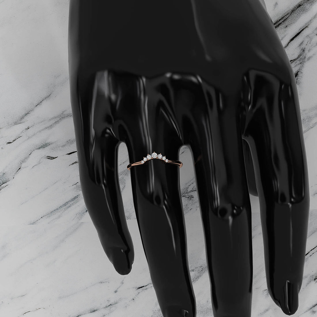 Minimalist Petite Stackable Curved Round Lab Diamond Fashion Ring 0.09ctw.