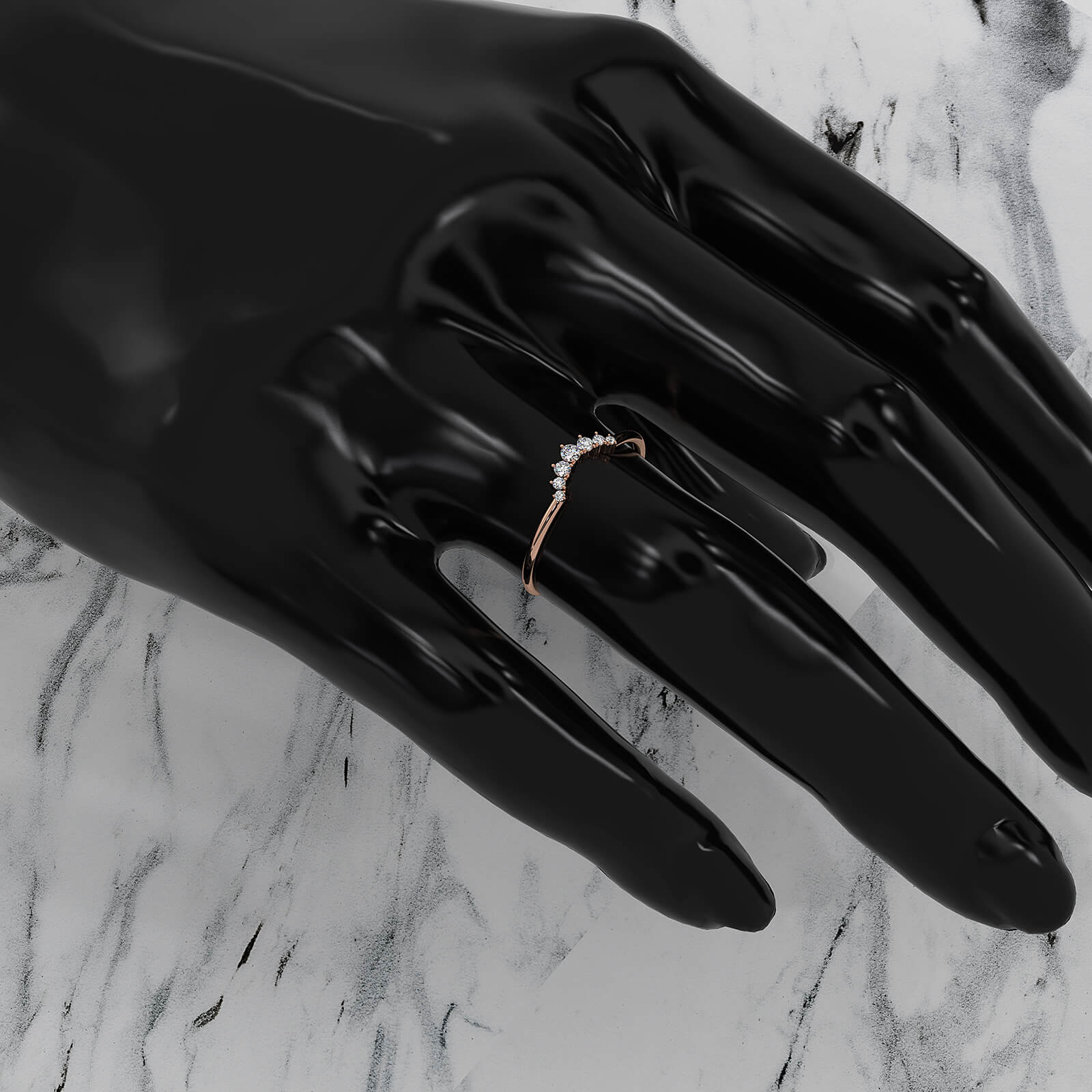 Minimalist Petite Stackable Curved Round Lab Diamond Fashion Ring 0.09ctw.