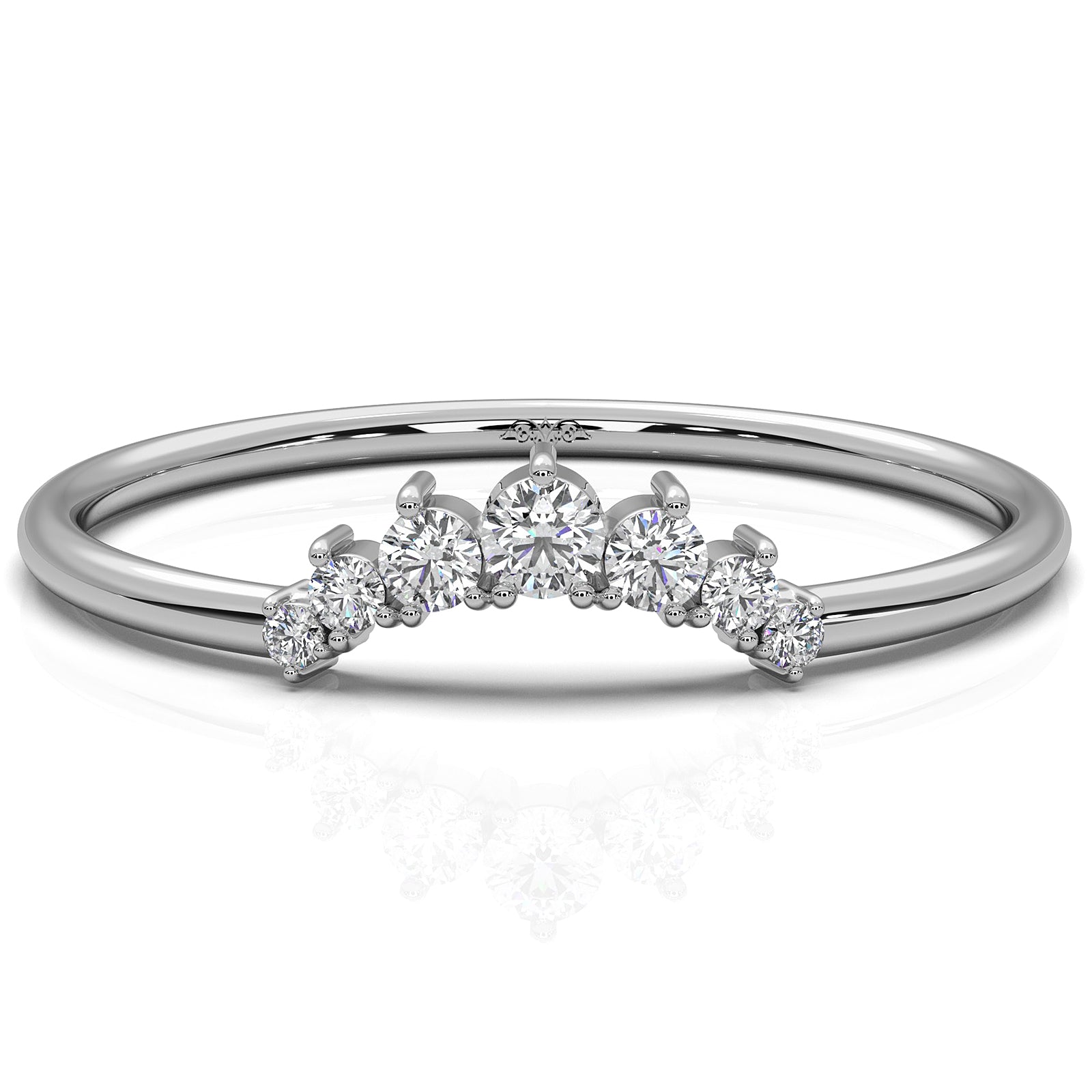 Minimalist Petite Stackable Curved Round Lab Diamond Fashion Ring 0.09ctw.