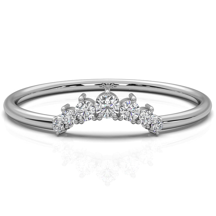 Minimalist Petite Stackable Curved Round Lab Diamond Fashion Ring 0.09ctw.