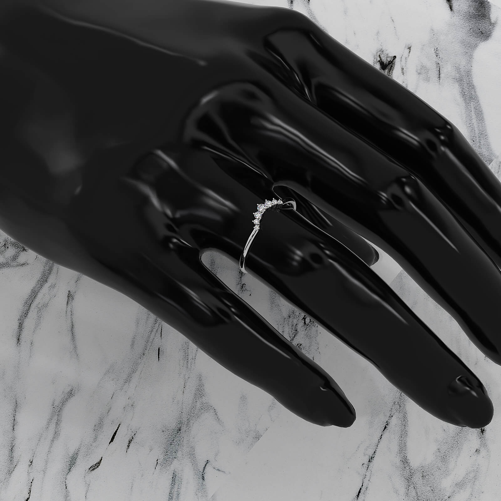 Minimalist Petite Stackable Curved Round Lab Diamond Fashion Ring 0.09ctw.