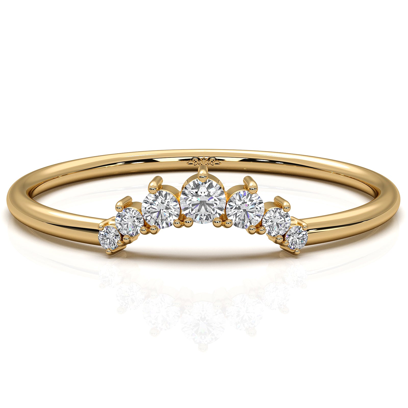 Minimalist Petite Stackable Curved Round Lab Diamond Fashion Ring 0.09ctw.