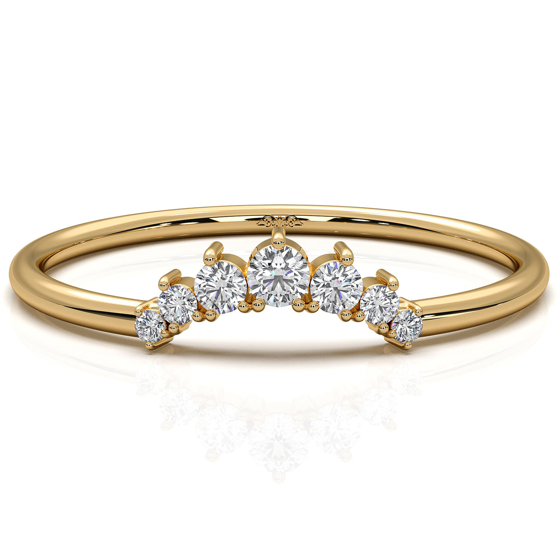 Minimalist Petite Stackable Curved Round Lab Diamond Fashion Ring 0.09ctw.