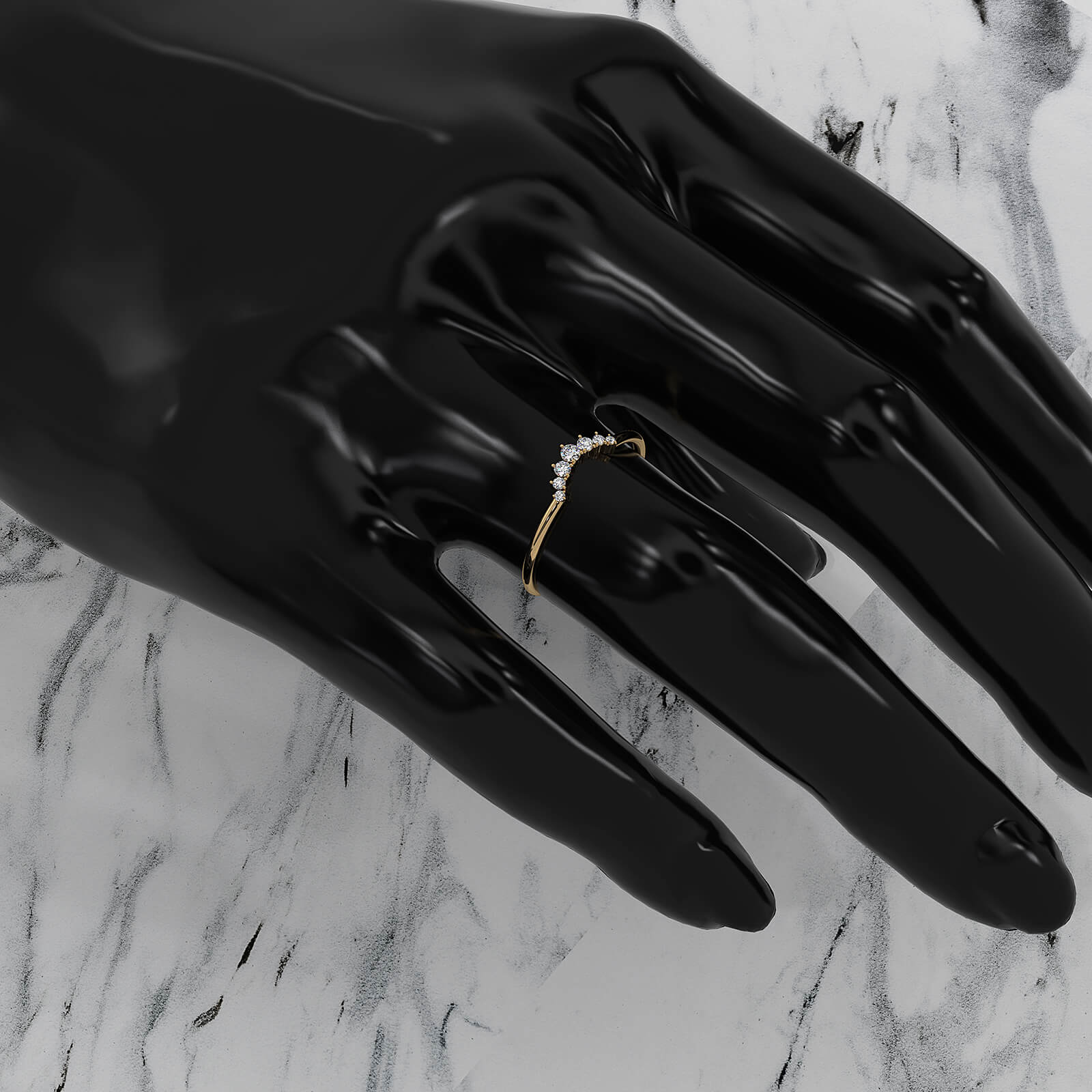 Minimalist Petite Stackable Curved Round Lab Diamond Fashion Ring 0.09ctw.