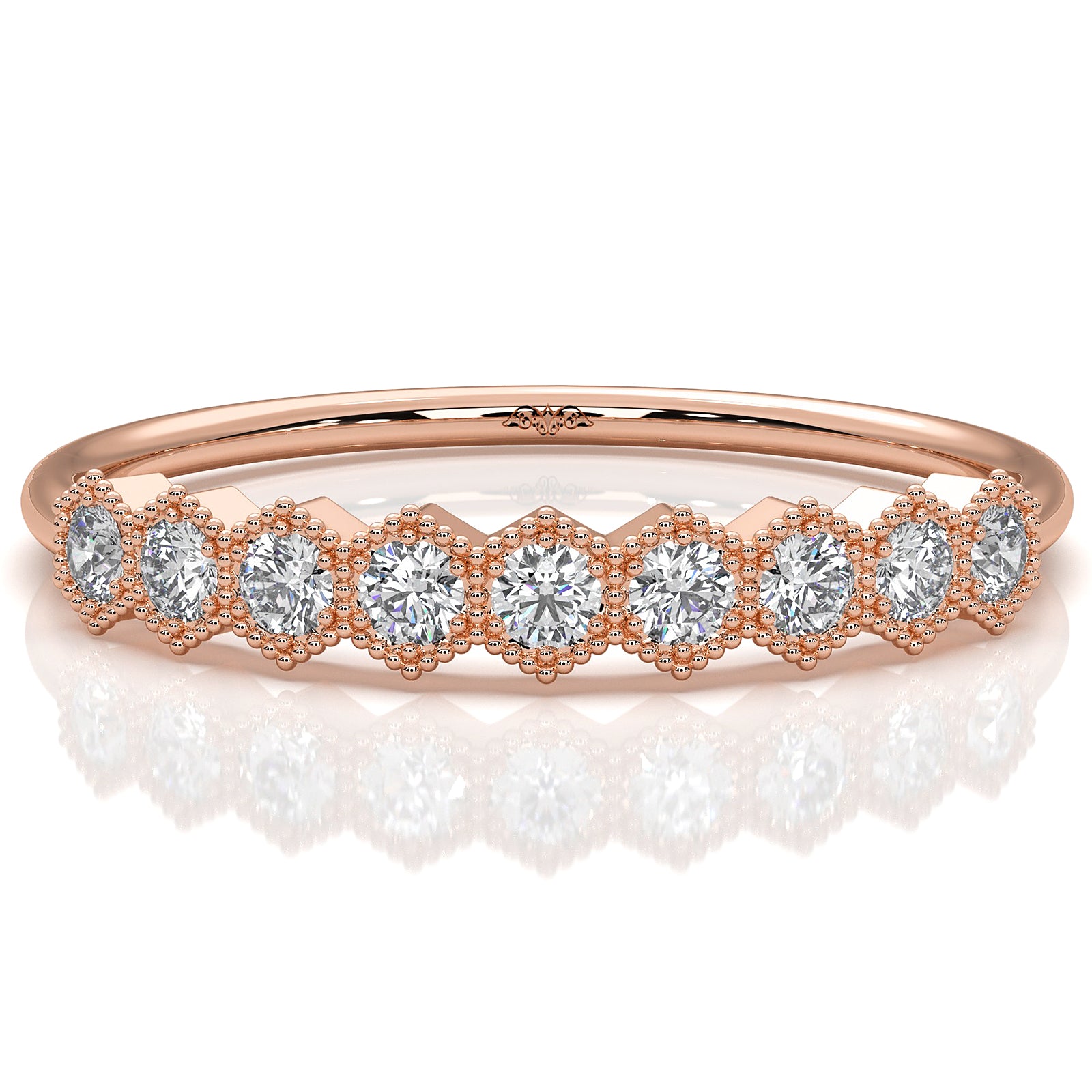 Minimalist Milgrain Round Lab Diamond Prong Set Fashion Ring 0.20ctw.