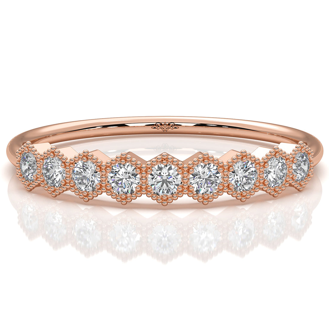 Minimalist Milgrain Round Lab Diamond Prong Set Fashion Ring 0.20ctw.