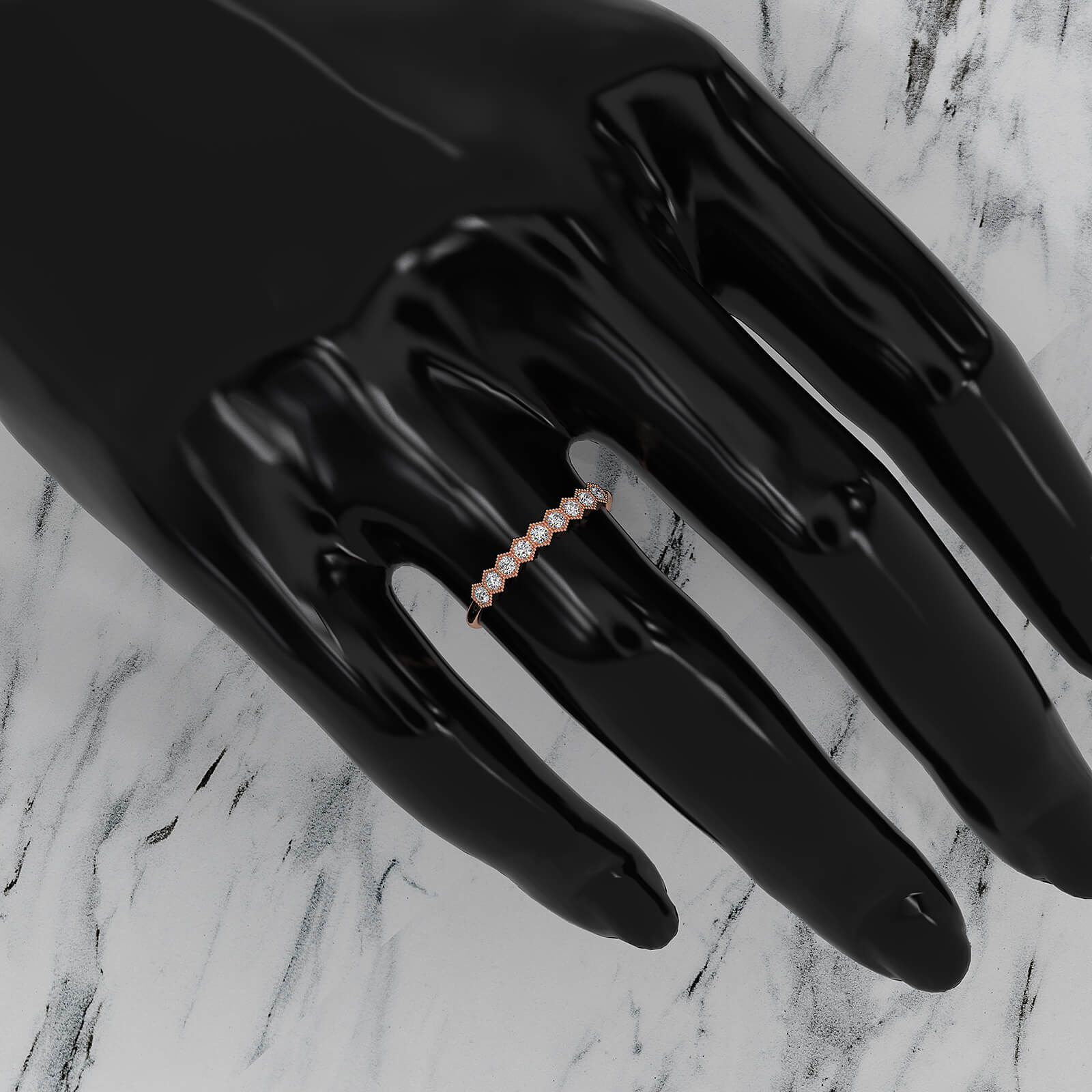 Minimalist Milgrain Round Lab Diamond Prong Set Fashion Ring 0.20ctw.