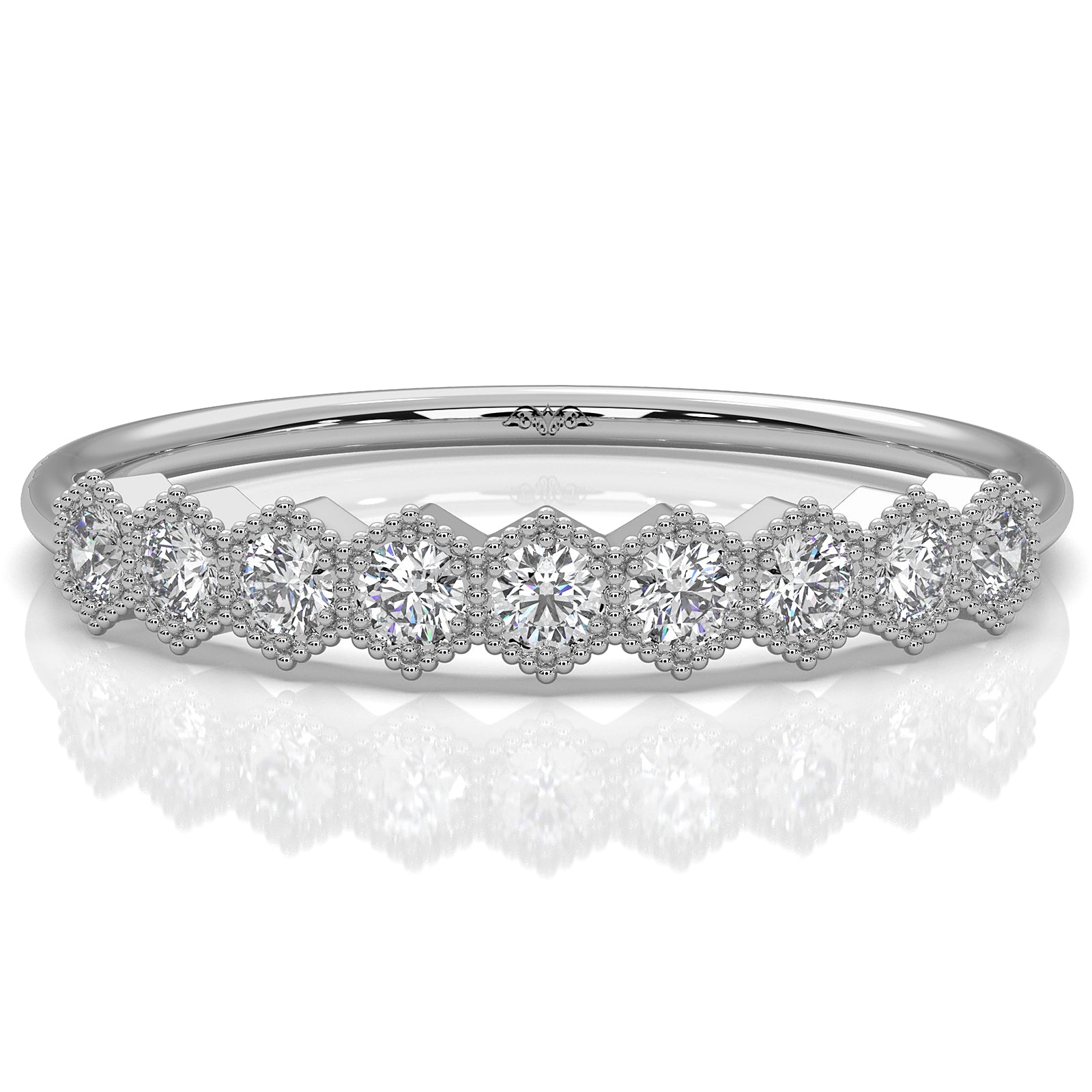 Minimalist Milgrain Round Lab Diamond Prong Set Fashion Ring 0.20ctw.