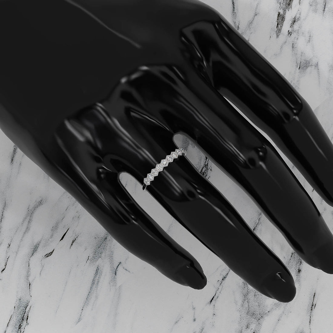 Minimalist Milgrain Round Lab Diamond Prong Set Fashion Ring 0.20ctw.
