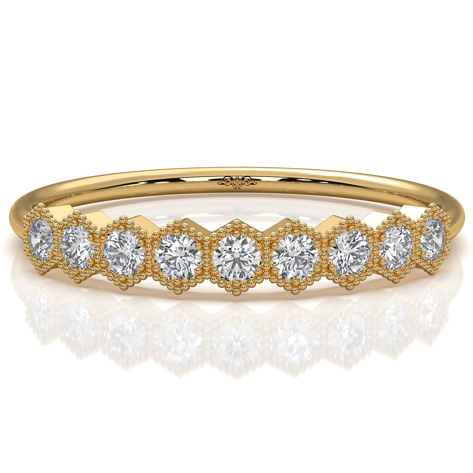 Minimalist Milgrain Round Lab Diamond Prong Set Fashion Ring 0.20ctw.