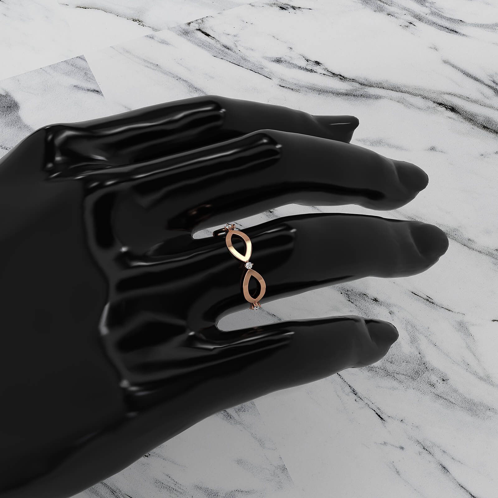 Delicate Minimalist Round Lab Diamond Prong Set Fashion Ring 0.05ctw.