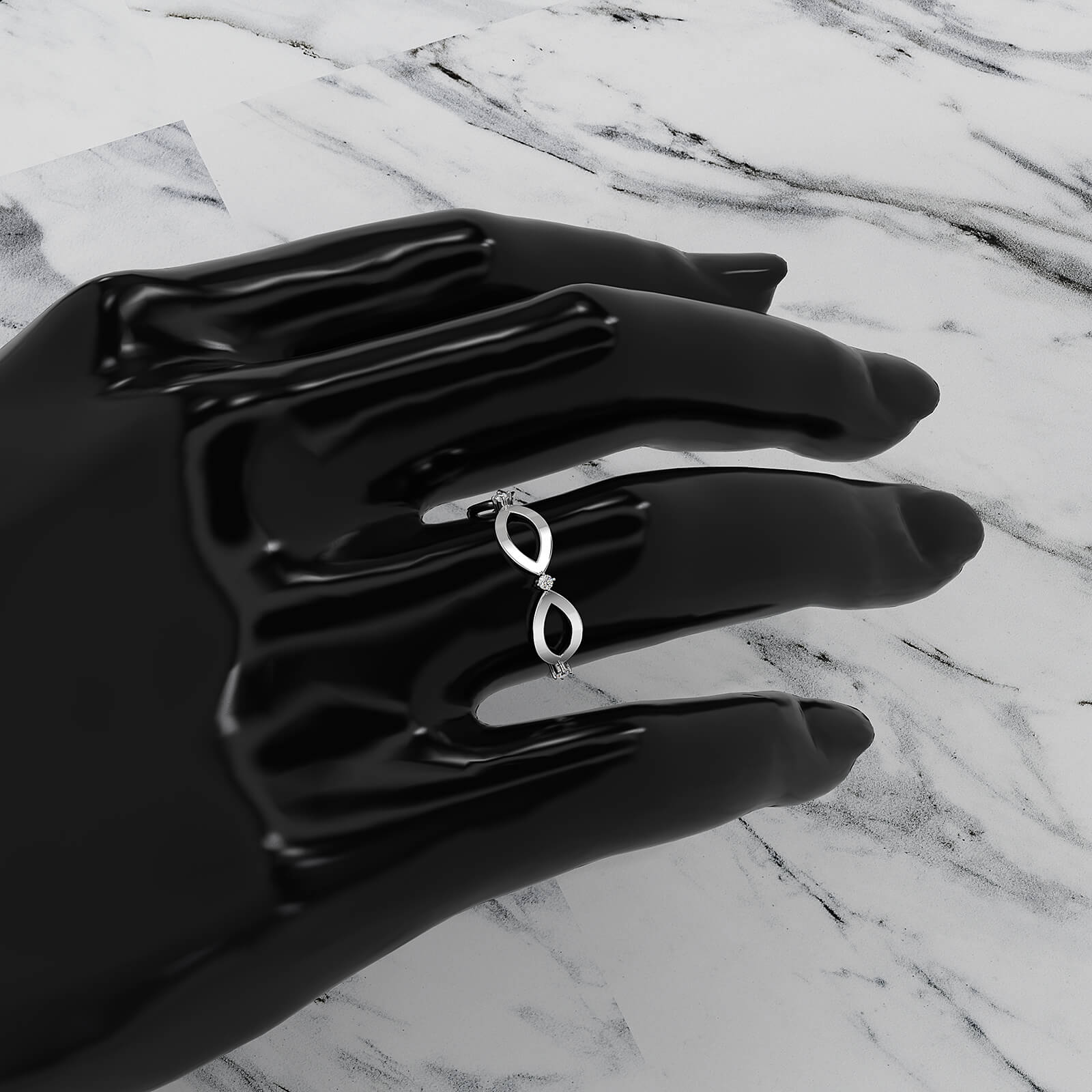 Delicate Minimalist Round Lab Diamond Prong Set Fashion Ring 0.05ctw.