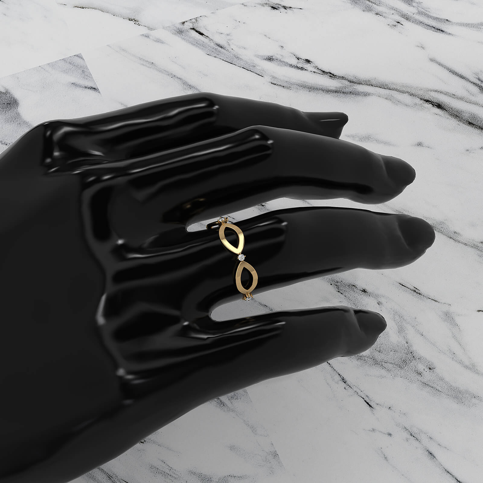 Delicate Minimalist Round Lab Diamond Prong Set Fashion Ring 0.05ctw.