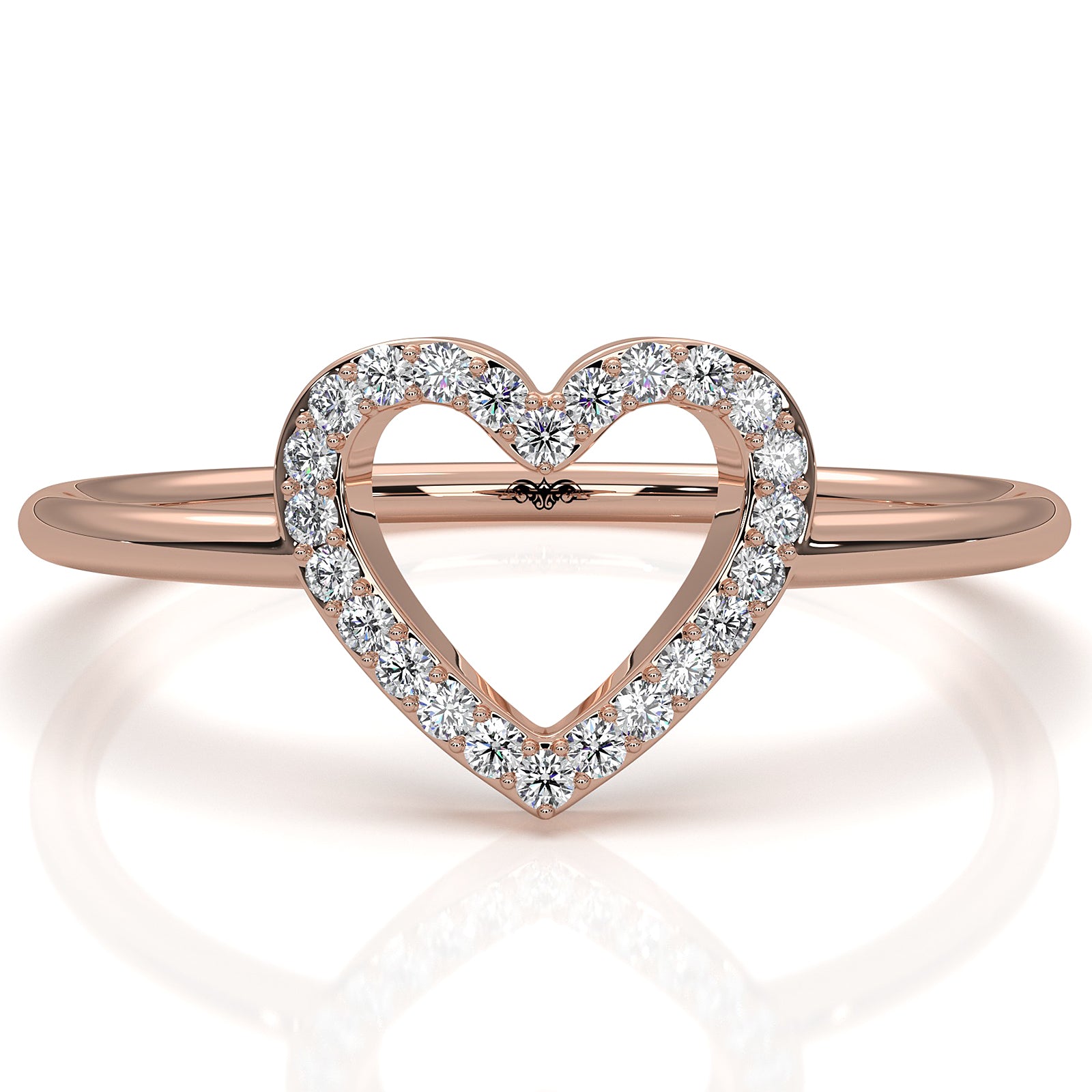 Delicate Minimalist Heart Lab Diamond Engagement Ring 0.07ctw.