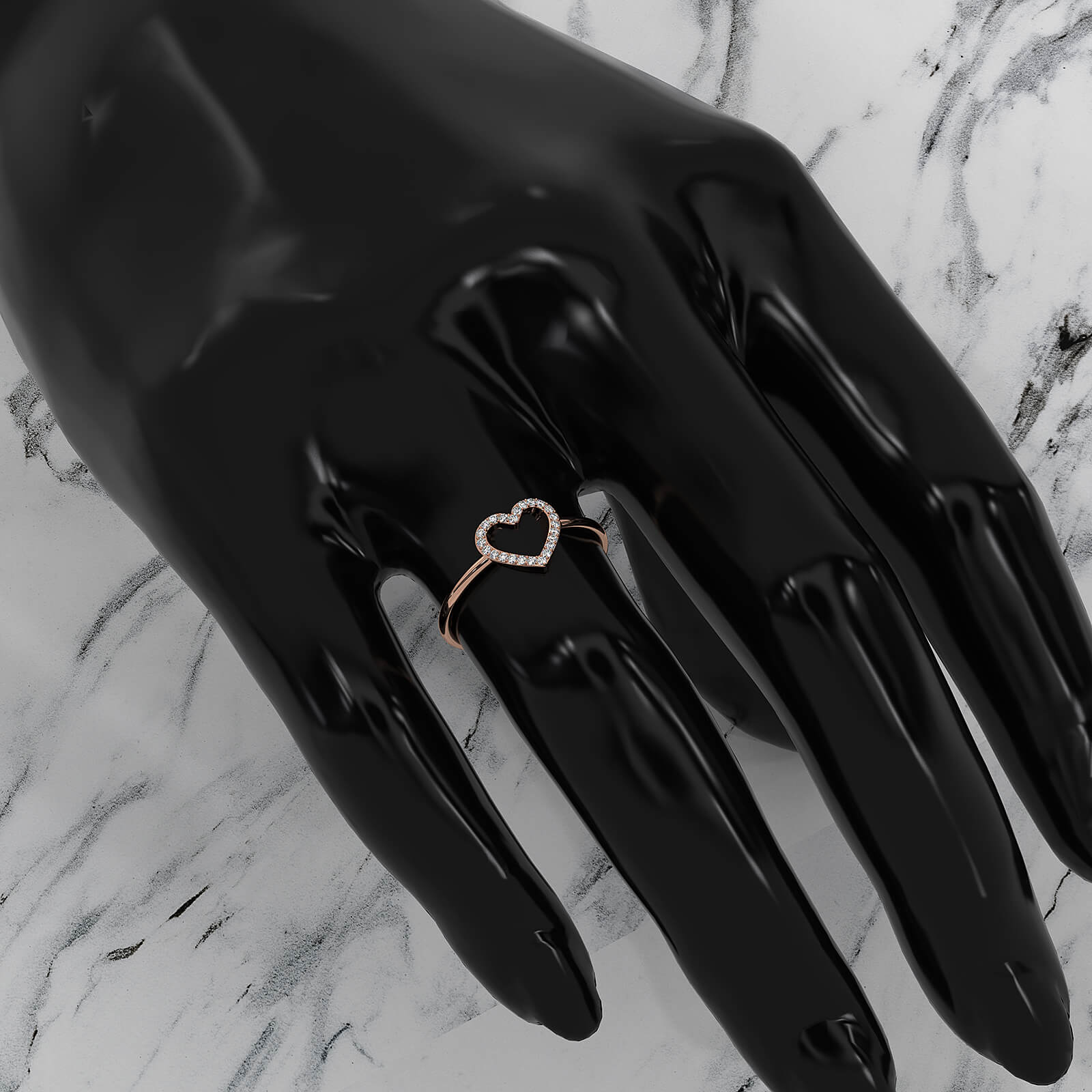 Delicate Minimalist Heart Lab Diamond Engagement Ring 0.07ctw.