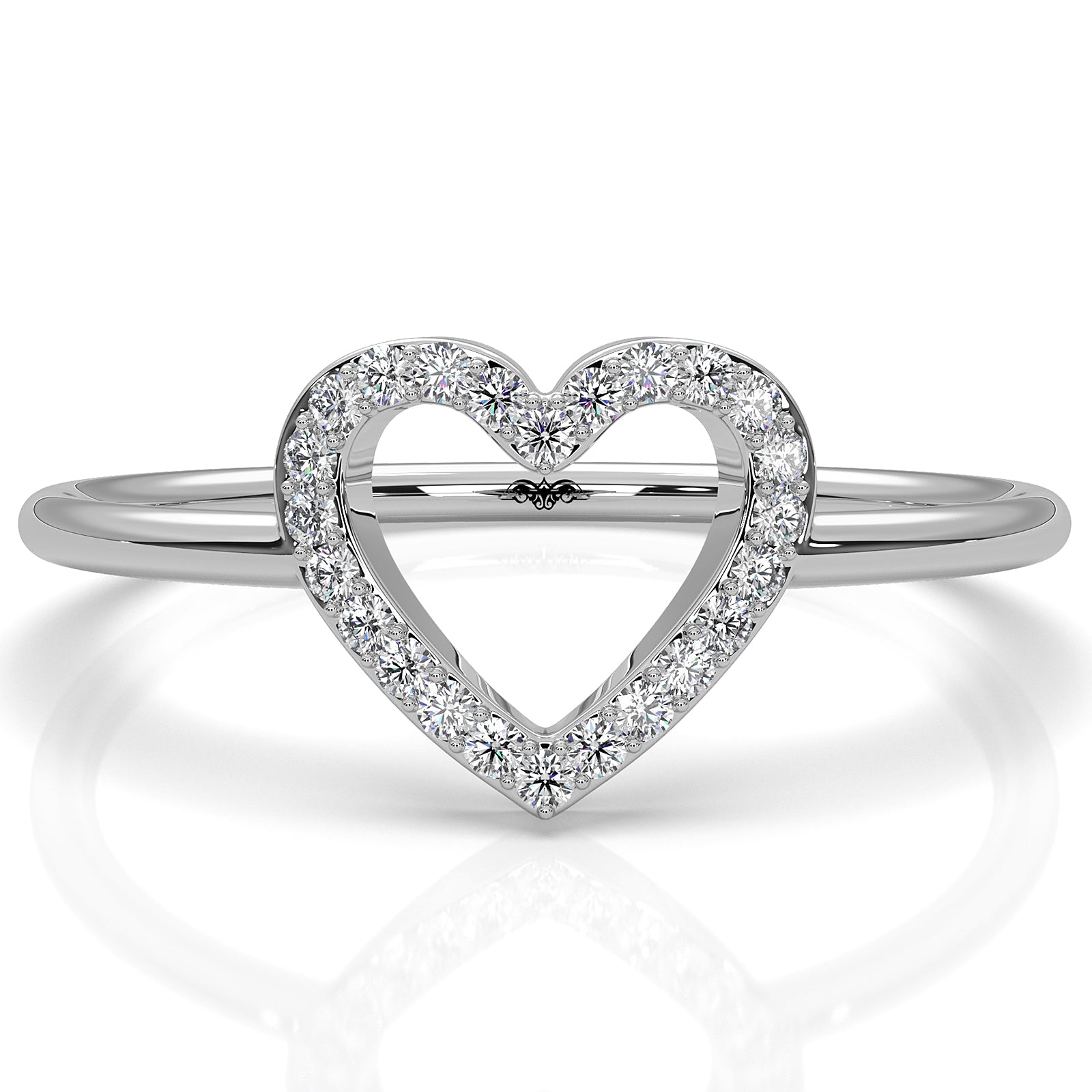 Delicate Minimalist Heart Lab Diamond Engagement Ring 0.07ctw.