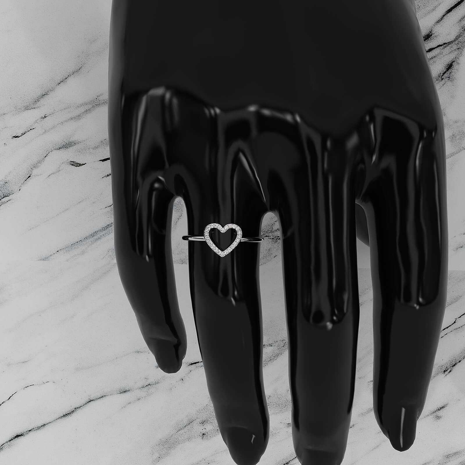 Delicate Minimalist Heart Lab Diamond Engagement Ring 0.07ctw.