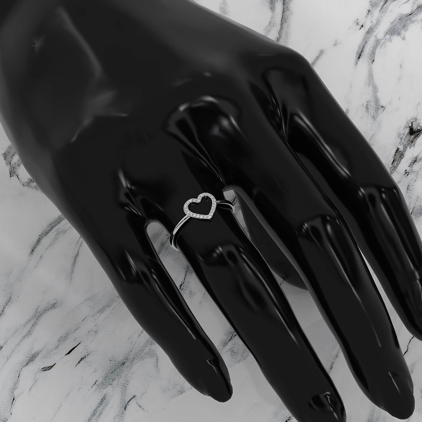 Delicate Minimalist Heart Lab Diamond Engagement Ring 0.07ctw.