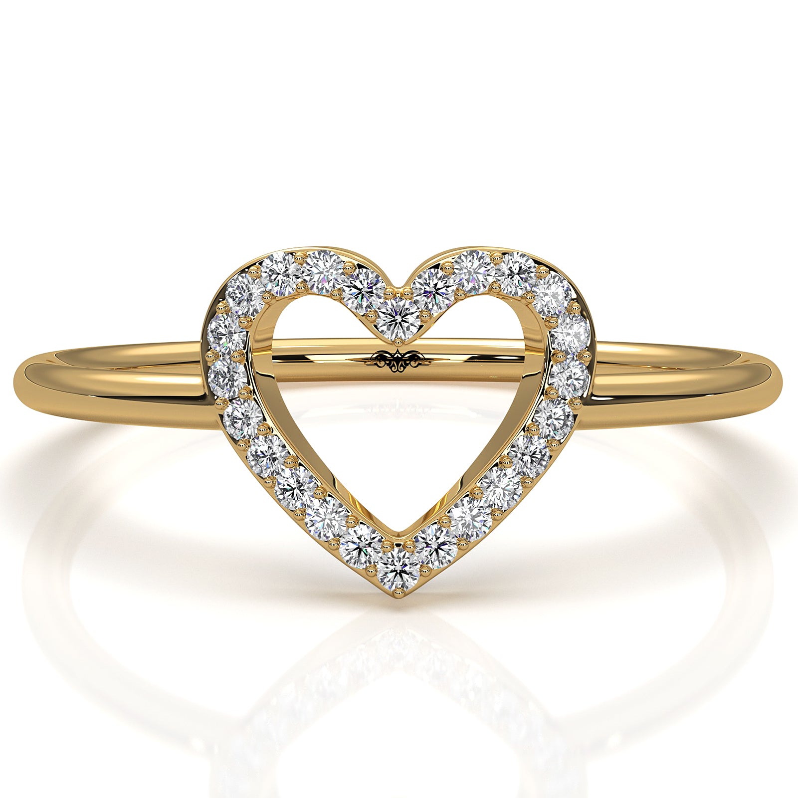 Delicate Minimalist Heart Lab Diamond Engagement Ring 0.07ctw.