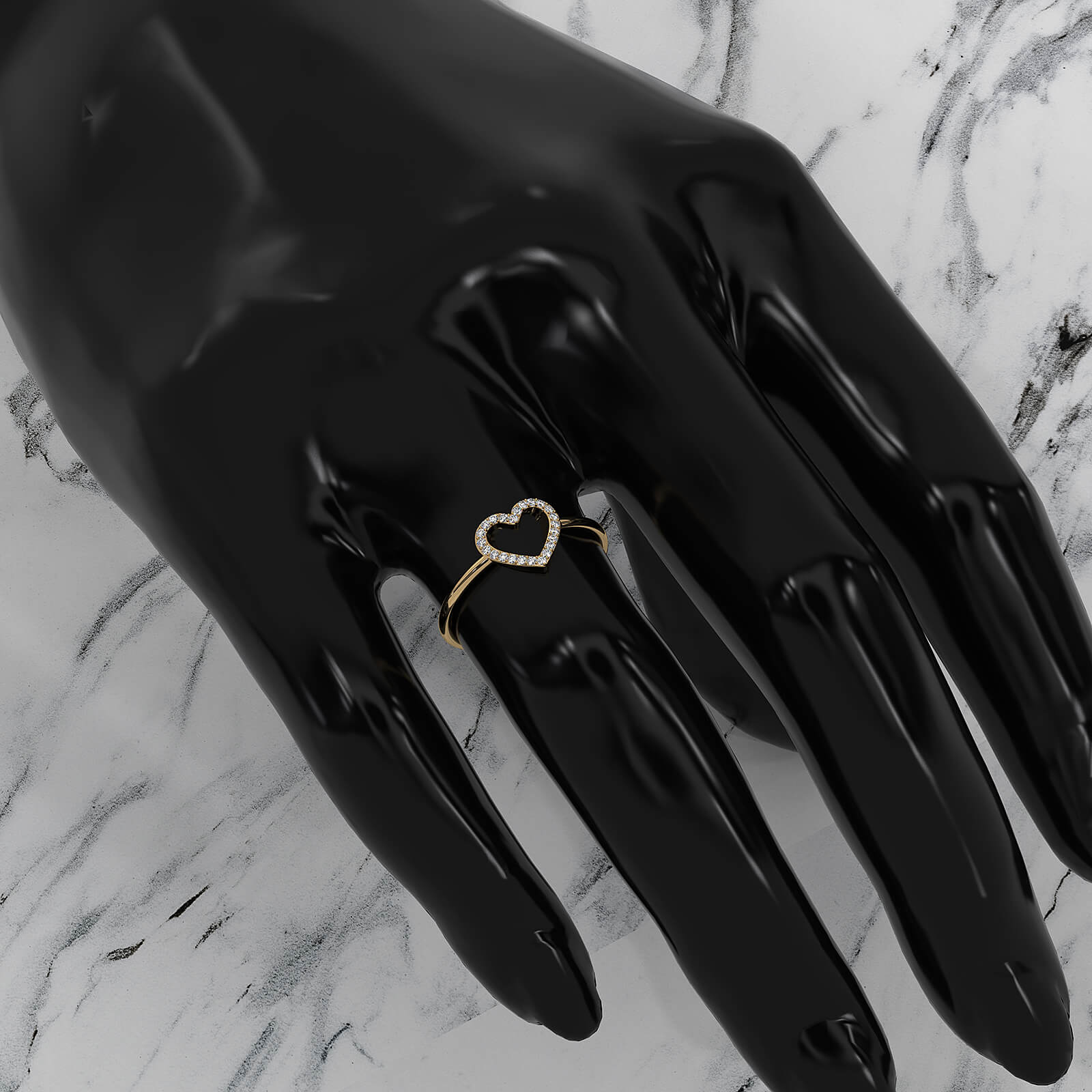 Delicate Minimalist Heart Lab Diamond Engagement Ring 0.07ctw.