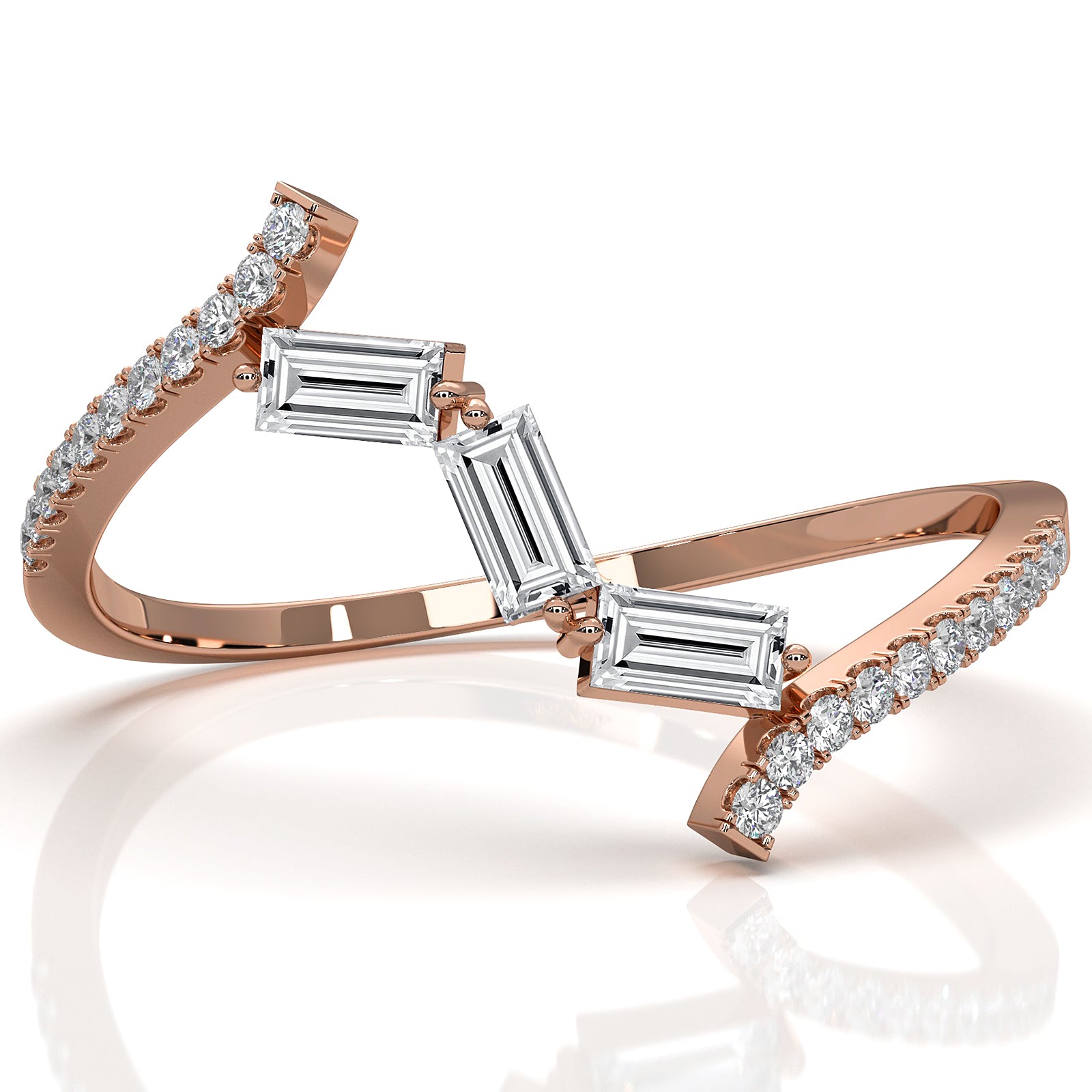 Minimalist Baguette Round Lab Diamond Fashion Ring 0.21ctw.